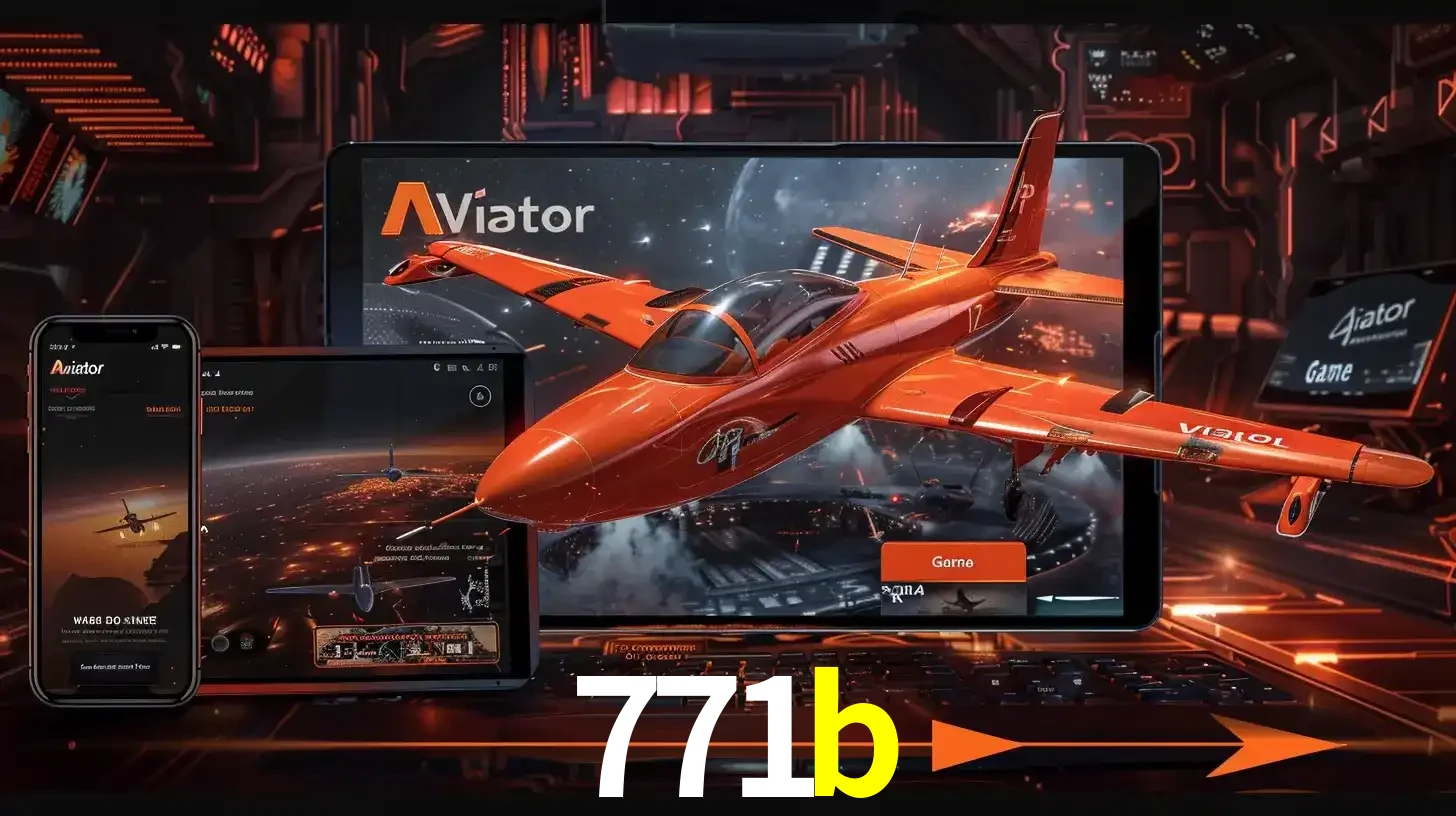 Apresentação tecnológica do jogo Aviator com um avião saindo da tela de um tablet, demonstrando a experiência imersiva em múltiplos dispositivos no 771b.